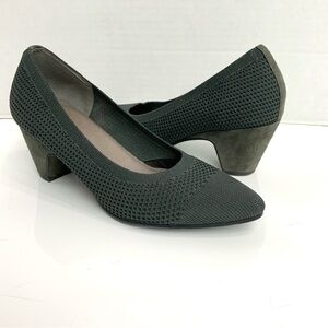 Eileen‎ Fisher Sz 7.5 Kiss Knit Sock Suede Heel Charcoal Gray Pumps Heels Career